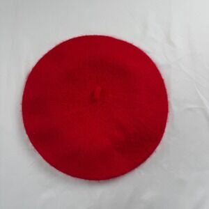 Red Wool Blend French Basque Beret Parisian Style Fuzzy Winter Hat Artist